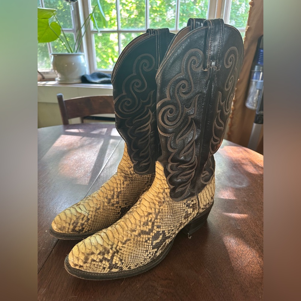 Tony Lama Python Snakeskin Boots 10.5 B